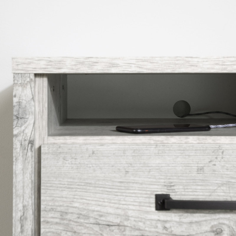 Gravity Nightstands Gray Maple, Seaside Pine