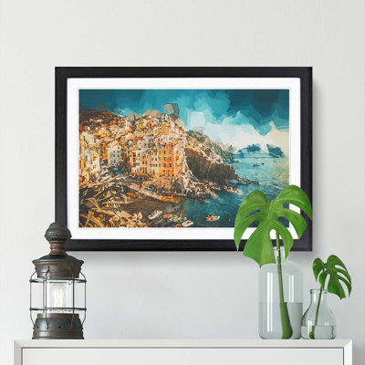 Riomaggiore Cinque Terre in Italy in Abstract - Picture Frame Graphic Art Print