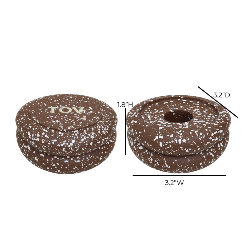 Gabby Stacking Candle Holder In Speckled Rust - Set Of 2, Red