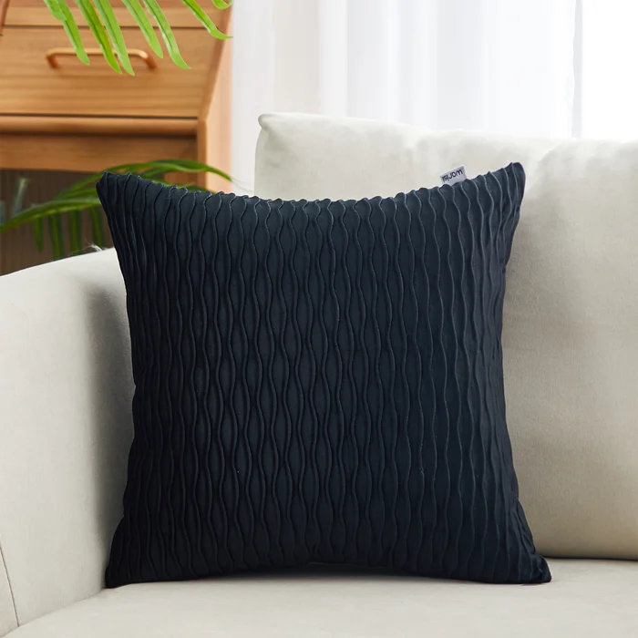  Coussin décoratif en velours géométrique, Noir