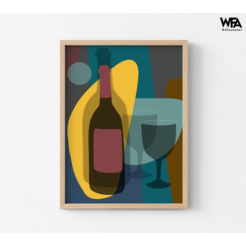 Idée de cadeau de bouteille de vin contemporaine, petite œuvre d'art de cuisine, art mural de salle d'attente de restaurant, entrée de restaurant d'hôtel