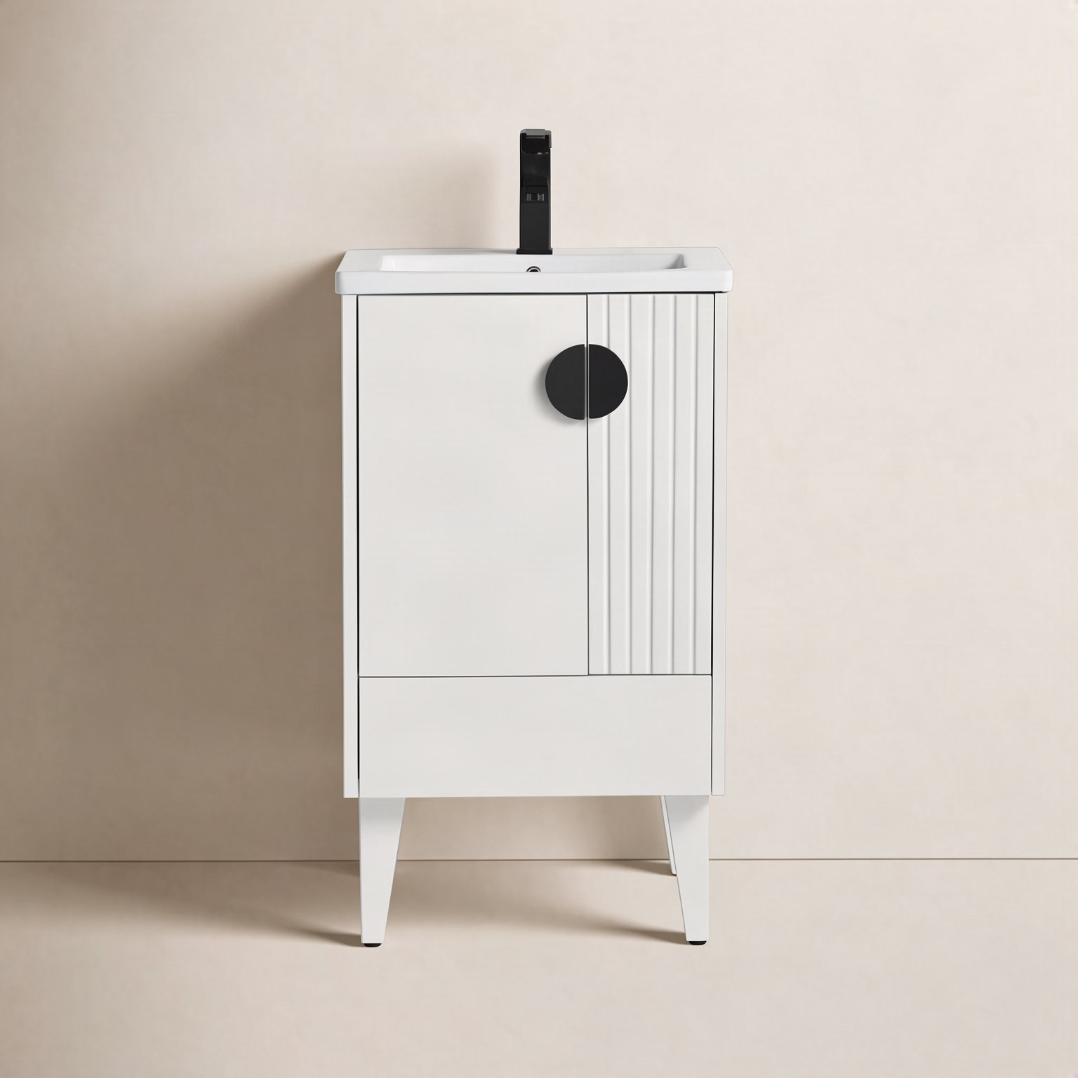 Saimah 20'' Single Bathroom Vanity, White Matte, Black