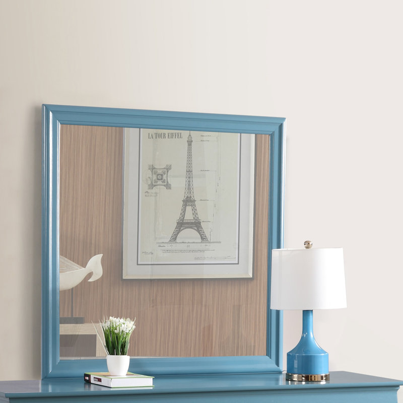 Miroir Louis Phillipe G3180-M, bleu sarcelle, 38.03" x 38.03", Teal, Square