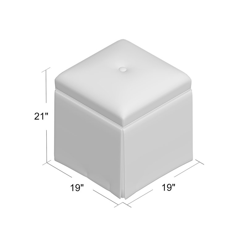 Linden 19" Wide Square Storage Ottoman, Hazelnut, Platinum (3160 63)