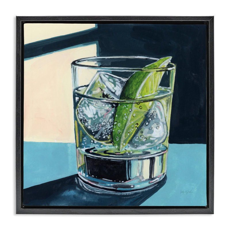Cadre flottant Strong Gin and Tonic, design par Kate Jarvik Birch, Cadre flottant noir de jais, H 18 po x l 18 po