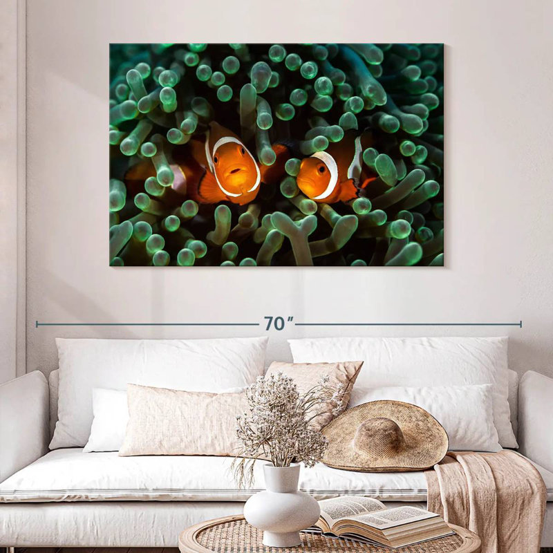 Brampt Two Clownfish Hiding, 8" H x 12" W