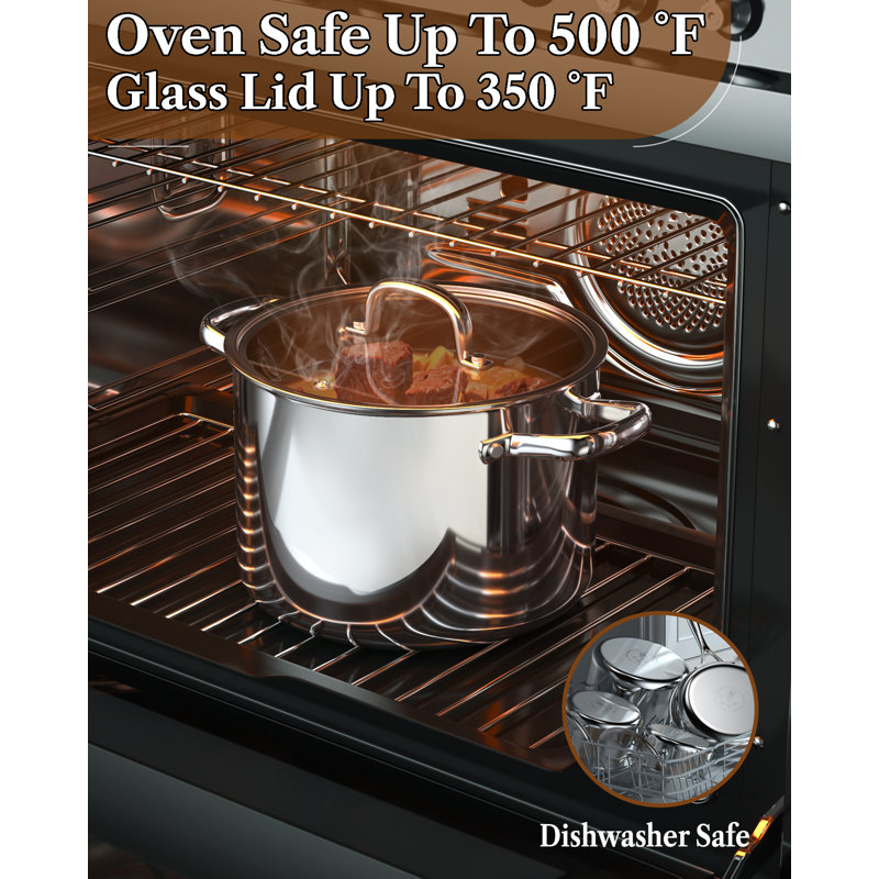 8-Quart Stainless Steel Tri-Ply Stockpot with Glass Lid