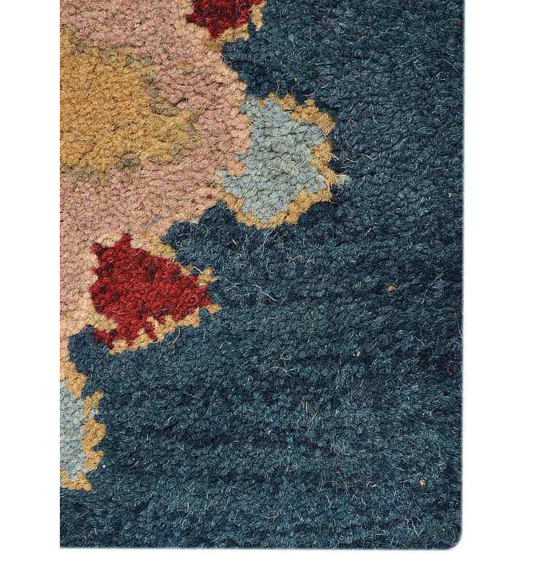 Chatney Hand Tufted Wool Eco-Friendly Area Rugs - Square, Dark Red Color, Floral Modern Design, High Pile Thick Handmade Anti Skid Area Rugs for Living Room, Bed Room