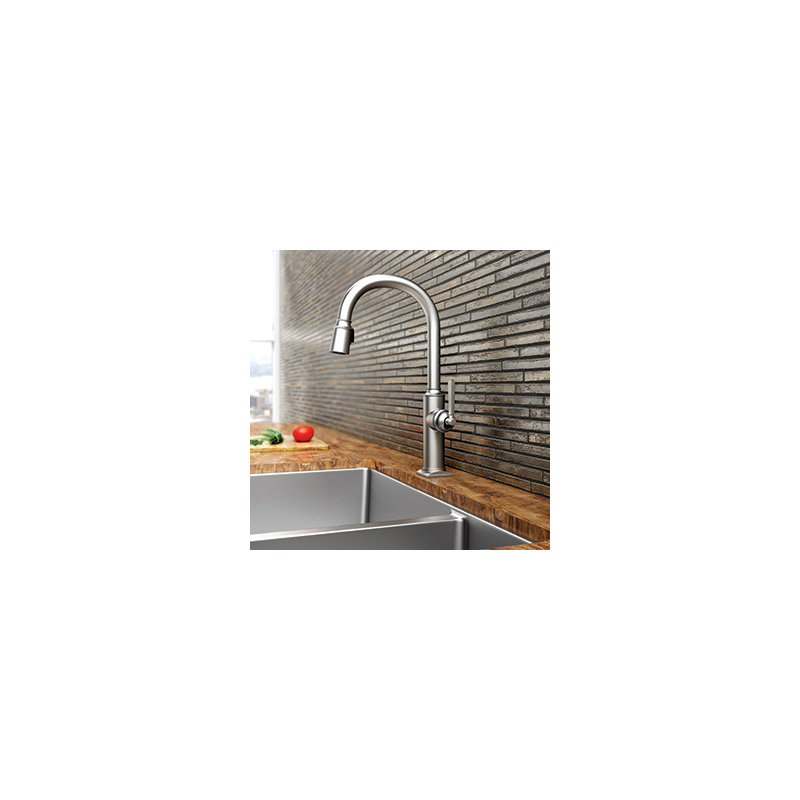 Adams Single Handle Pull Down Kitchen Faucet, Midnight Chrome