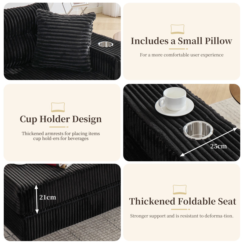 4 Seater Velvet Sofa, Black