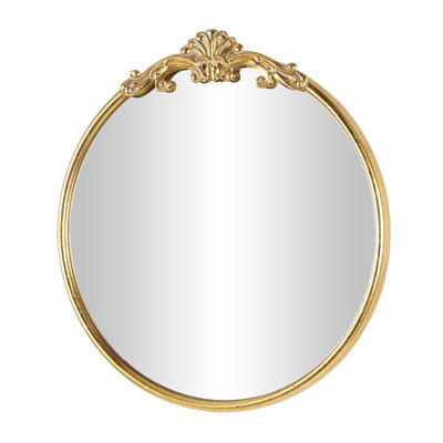 Audranna Gold Metal Scroll Tall Ornate Arched Baroque Room Floor Mirror, 28" x 1" x 48"