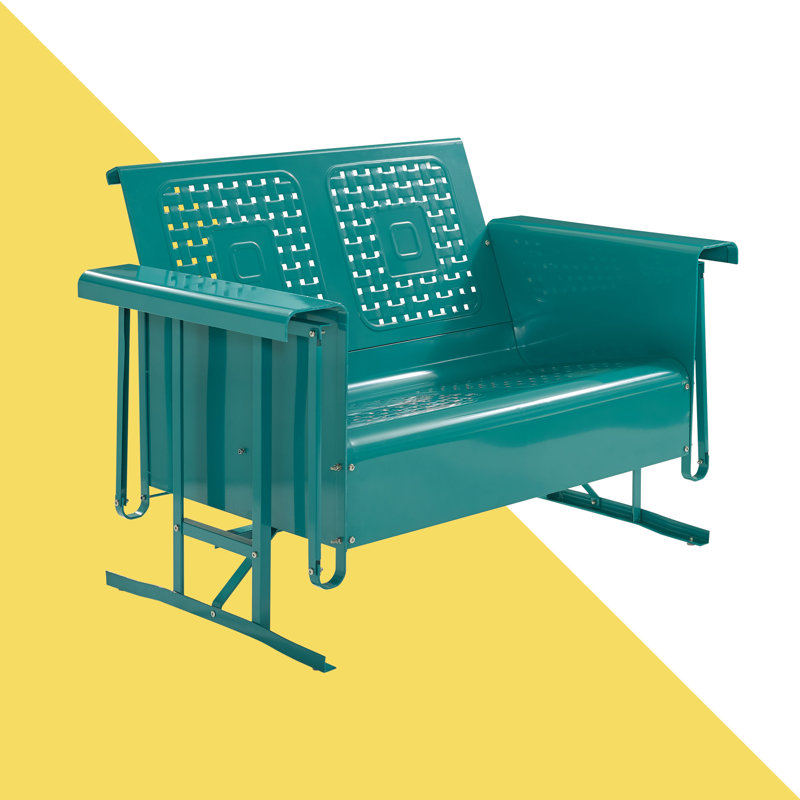 Kutcher 48.75'' Wide Straight Metal Loveseat, Turquoise