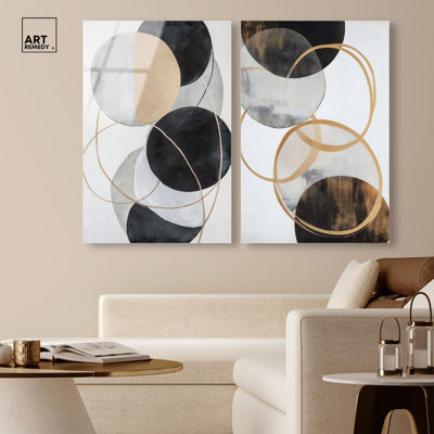Urban Orbits Diptych Acrylic Print Brown Wall Art Set by Art Remedy, Ready to Hang, 10 x 15