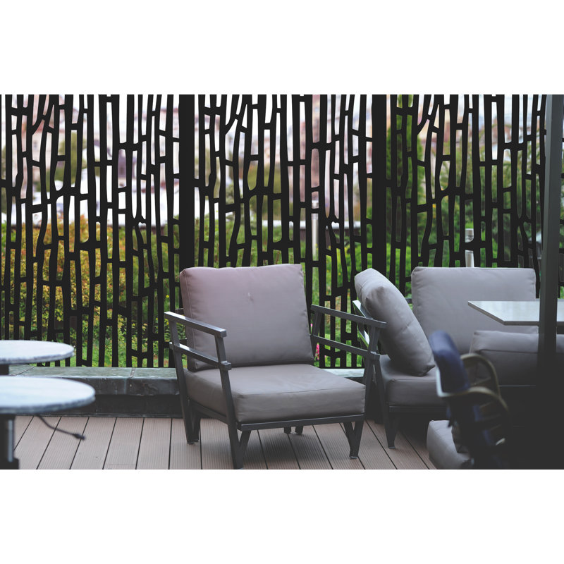 Charcoal Black Recycled Polymer Decorative Privacy Panel, 3 ft x 6 ft