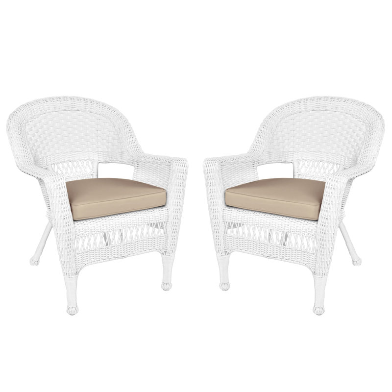 Burrowes Patio Chair with Cushions SET, White