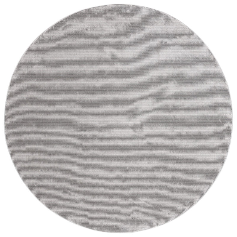 Tapis gris tissé à la machine, Rond 6 pi 7 po