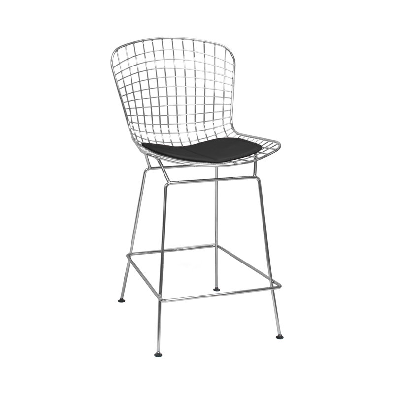 Jaaziah Upholstered Counter Stool, Black, Counter Stool (24" Seat Height)