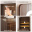 Meuble-lavabo cannelé avec grand miroir et lumières-409655478