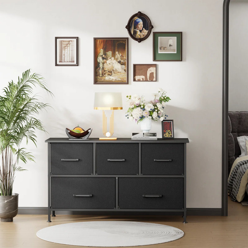 Fabric Dresser With 8 Drawers For Bedroom Closet Dresser With Metal Frame And Wooden Top Tall Storage Tower Double Dresser Chest Of Drawers For Closet Living Room And Entryway