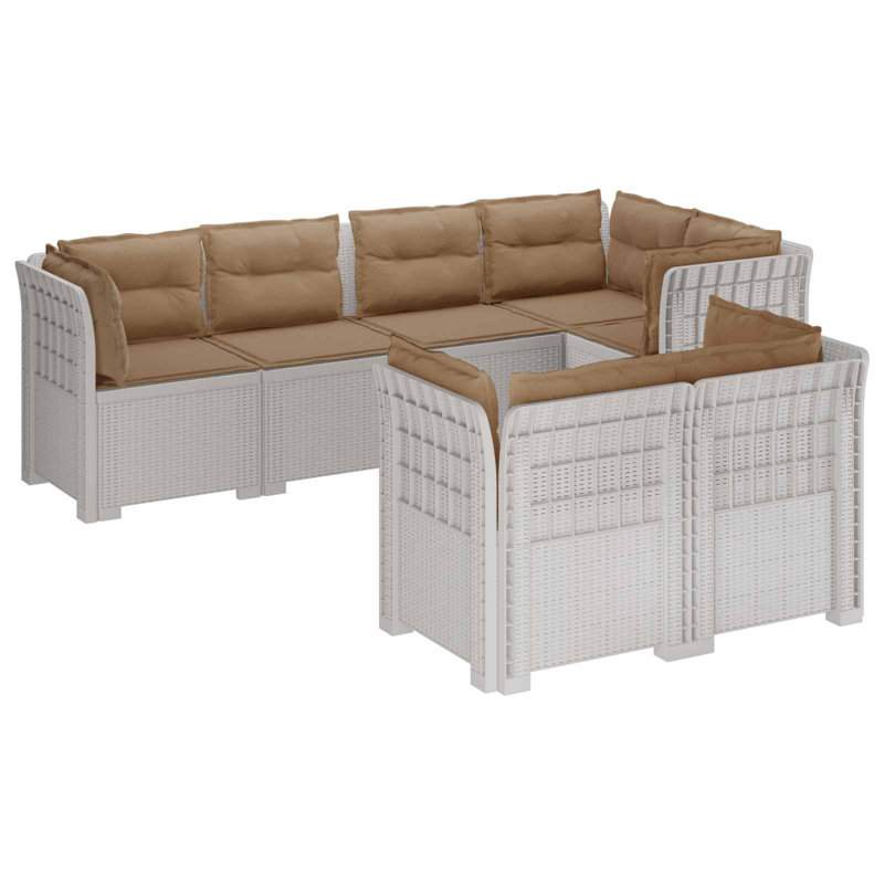 234 cm W Patio Sofa with Cushions, Taupe, White