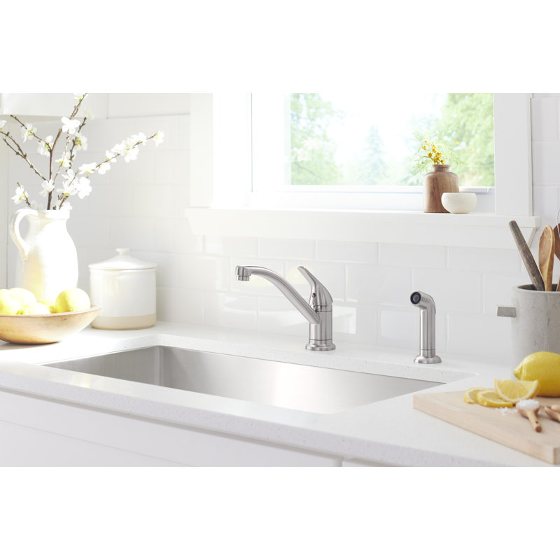 Single Handle Kitchen Faucet with Side Spray, Vibrant Stainless
