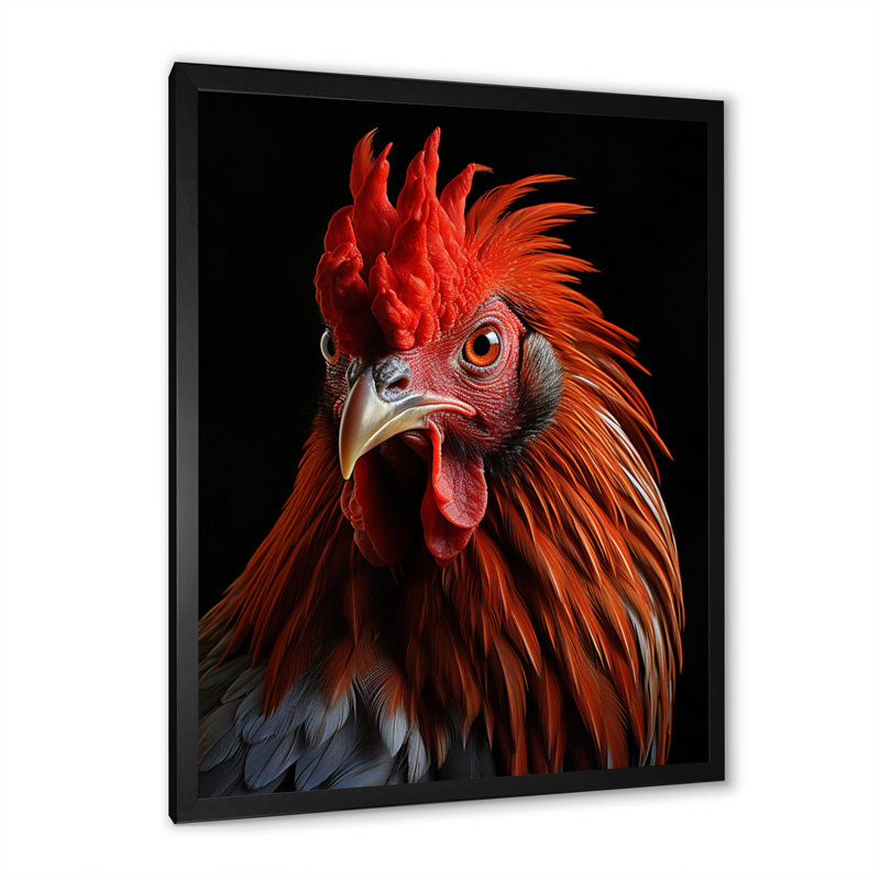 Gros plan d'un coq brun, H 44 po x l 34 po x P 1,5 po, Cadre photo noir
