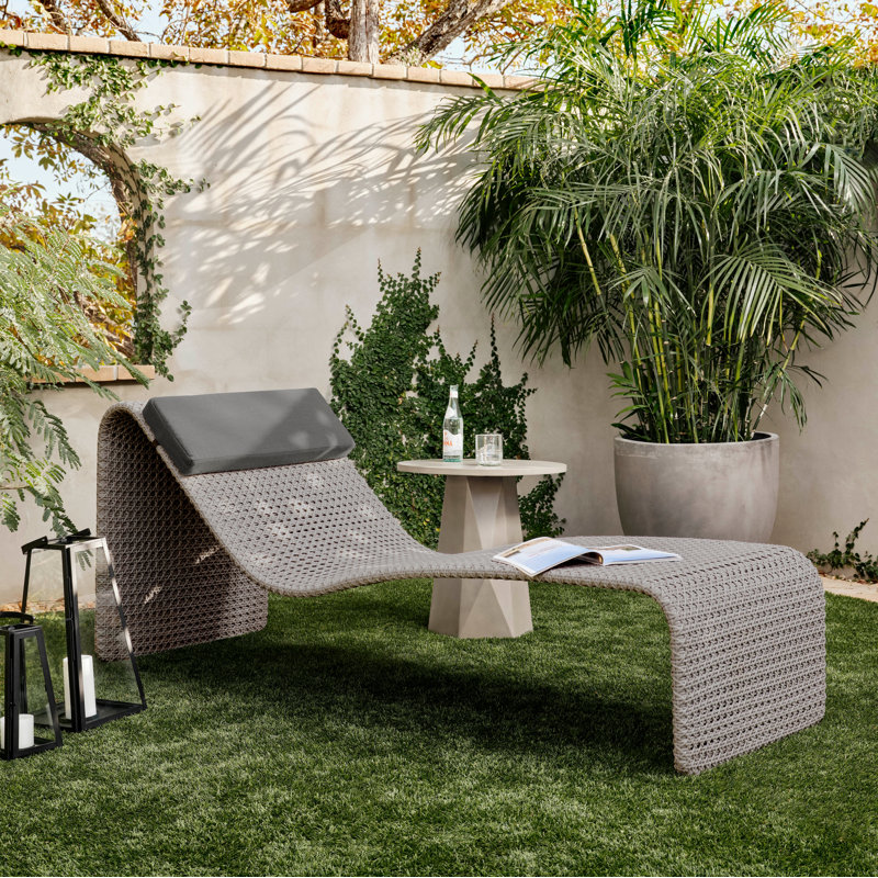 Paige Outdoor Chaise Lounge, Dark Gray