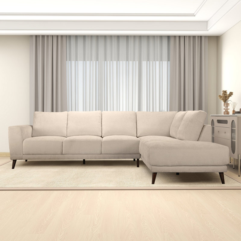 Canapé modulaire crème avec repose-pieds