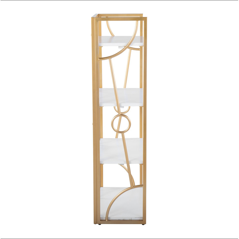 Bibliothèque contemporaine en métal et bois, Blanc