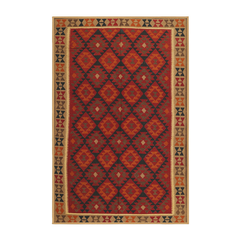 Tapis brun/rouge pourpre/zone noire, Rectangle 6 pi 0 po x 9 pi 0 po