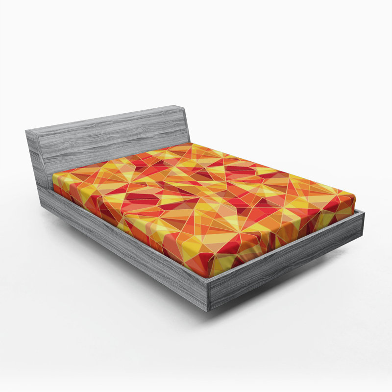 Microfiber Geometric Fitted Sheet, Queen Fitted Sheet