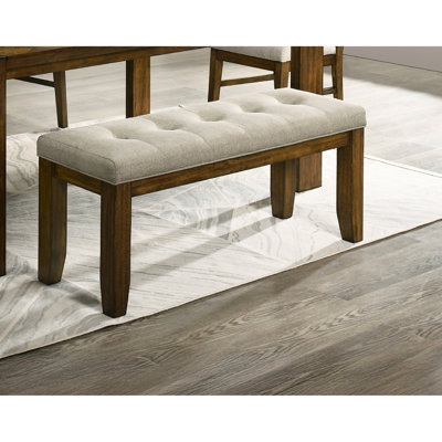 Banc traditionnel 1 pièce avec tissu neutre doux pour la salle à manger, Enchantement, revêtement massif de 32 lb, dimension 47,6 po