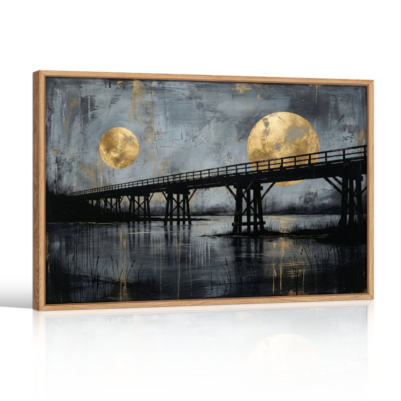 Ensemble de 1 tableau sur toile « Pont de la Lune »., 36"H x 48"W, Natural