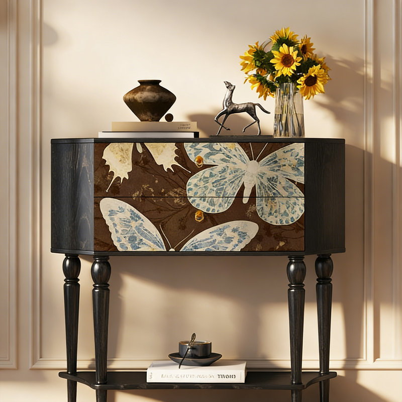Armoire de rangement en bois massif pour le salon de la chambre à coucher, Noir