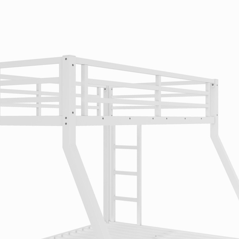 Lit superposé simple au-dessus d'un lit double en métal pour adolescents et adultes, peu encombrant / sans bruit de sommier, blanc
