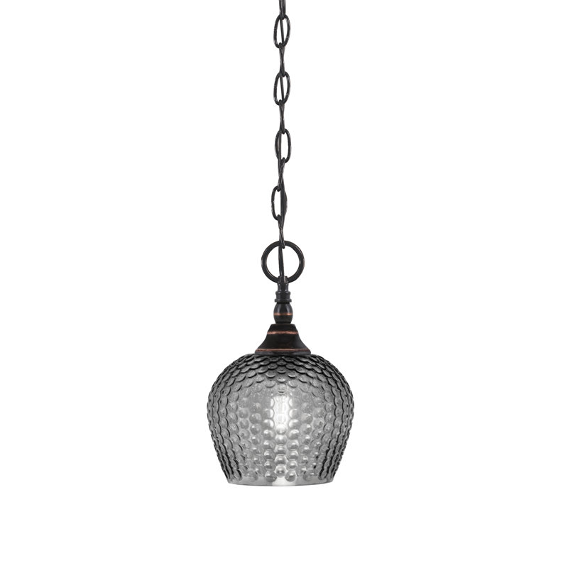 Mini-luminaire suspendu en chaîne avec verre, Cuivre / noir