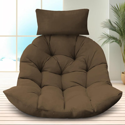 Coussin de chaise à œufs imperméable de 7 po d'épaisseur avec appui-tête brun