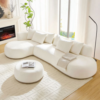 Oversized L-Shape Sectional Sofa With Ottoman, Deep Seat Comfort For Large Living Rooms, Modern Design And Durable Upholstery