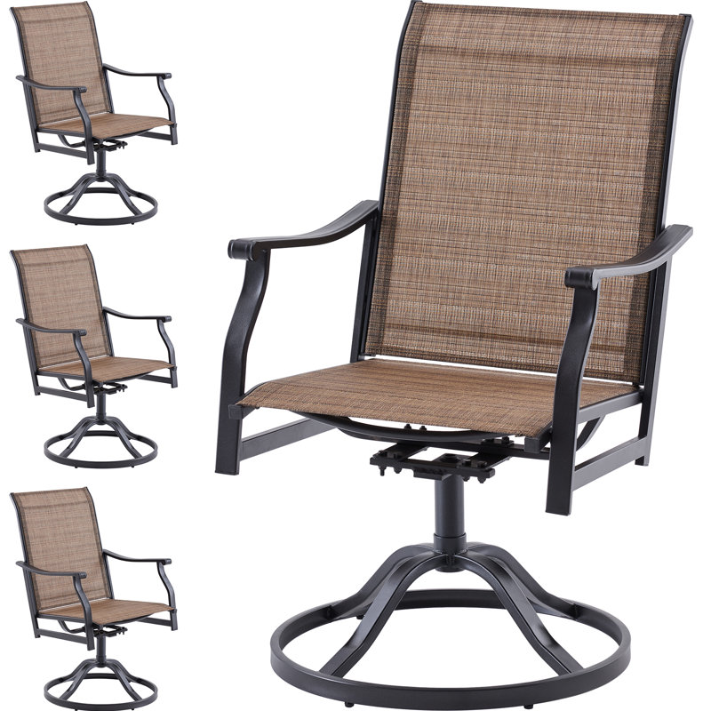 Fauteuil de patio pivotant à haut dossier, Brun