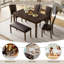 Ensemble de salle à manger moderne pour 6 personnes avec table, 4 chaises et banc pour la cuisine et la salle à manger, noyer-120088660