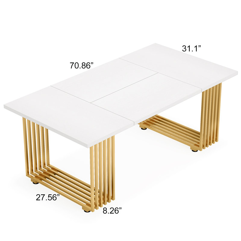 Joshiah Iron Writing Desk, White/Gold
