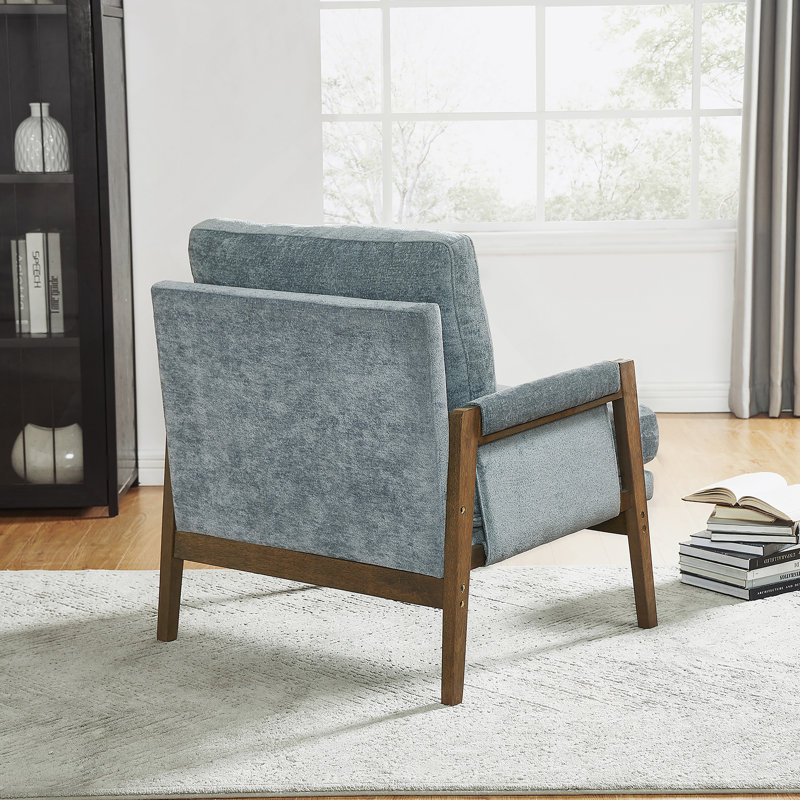 Kelly Mid-Century Modern Velvet Armchair, Blue