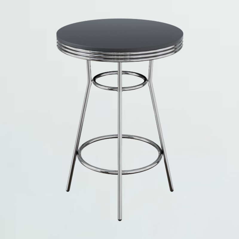 Anizoba High Top Table with Black Round Seat and Metal Base, 40.52'' H X 29.82'' W X 29.82'' D