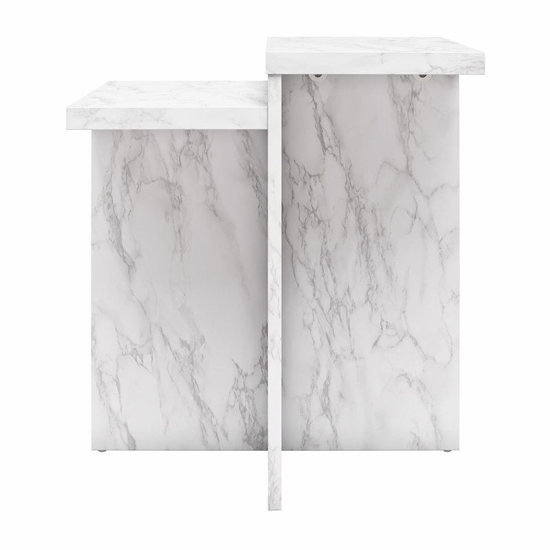 Ced Pedestal End Table, White