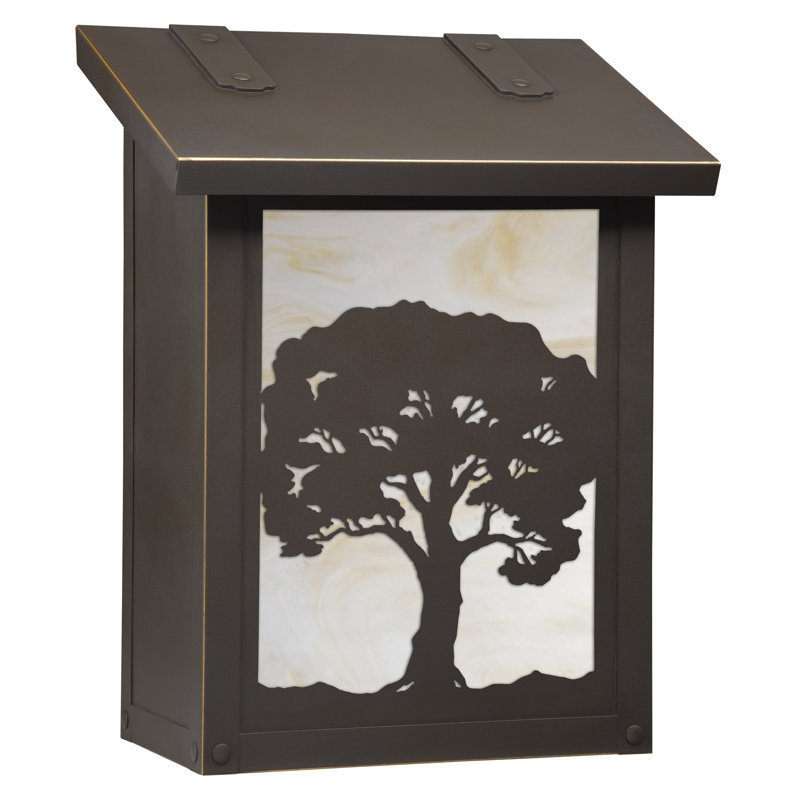 Boîte aux lettres murale verical chêne tree, Blanc vaporeux, Bronze architectural