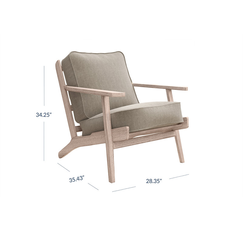 Dez 28.35" W Linen Armchair Upholstered, Natural/Gray