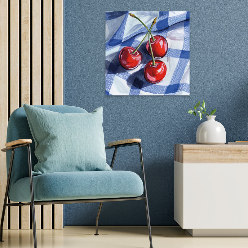 Trois cerises de pique-nique, art contemporain, H 18 po x l 18 po