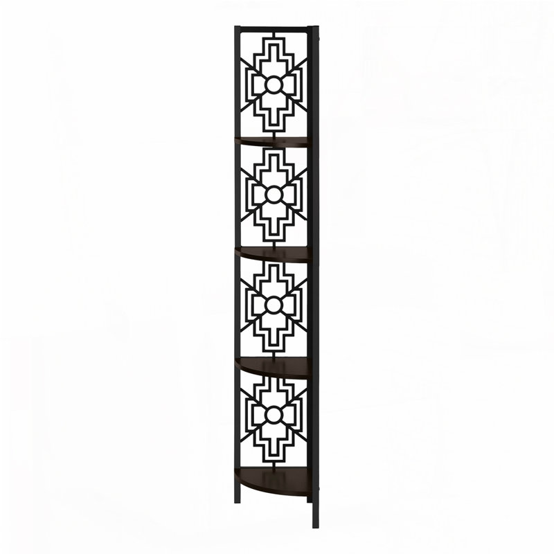 4 Tier Corner Bookshelf, Bookcase with Open Shelf, Espresso
