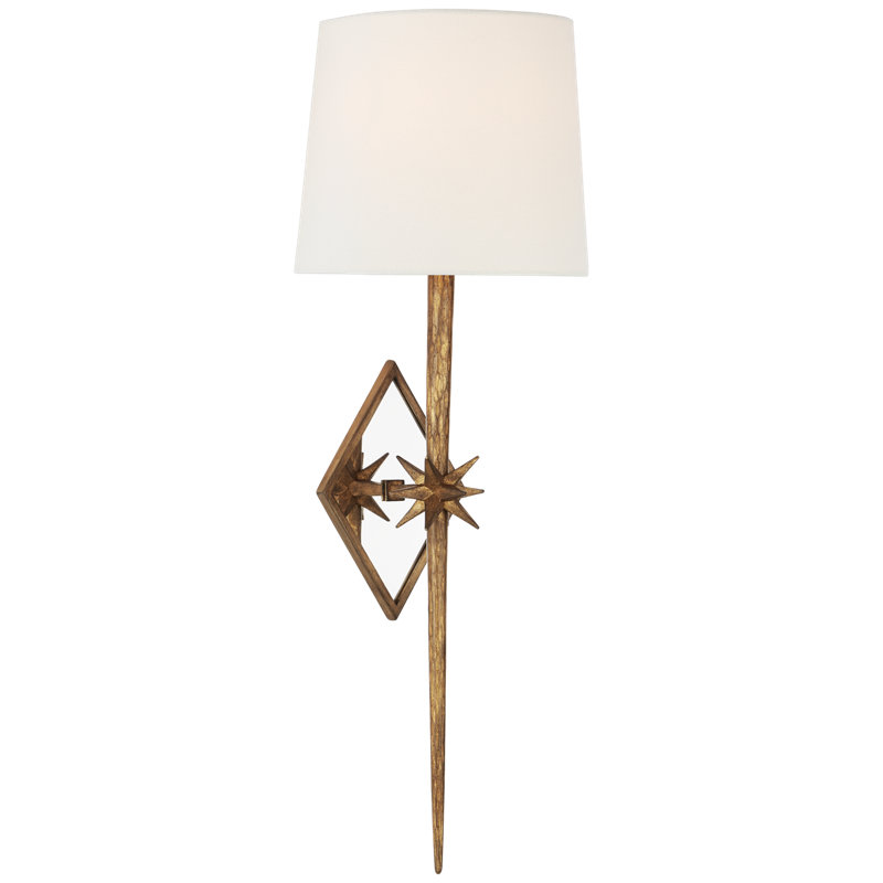 Ian K. Fowler Etoile Large Tail Sconce, Fabric, Gilded Iron