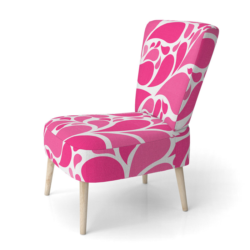 Chaise d'appoint rembourrée à motif floral rose à motif cachemire rose